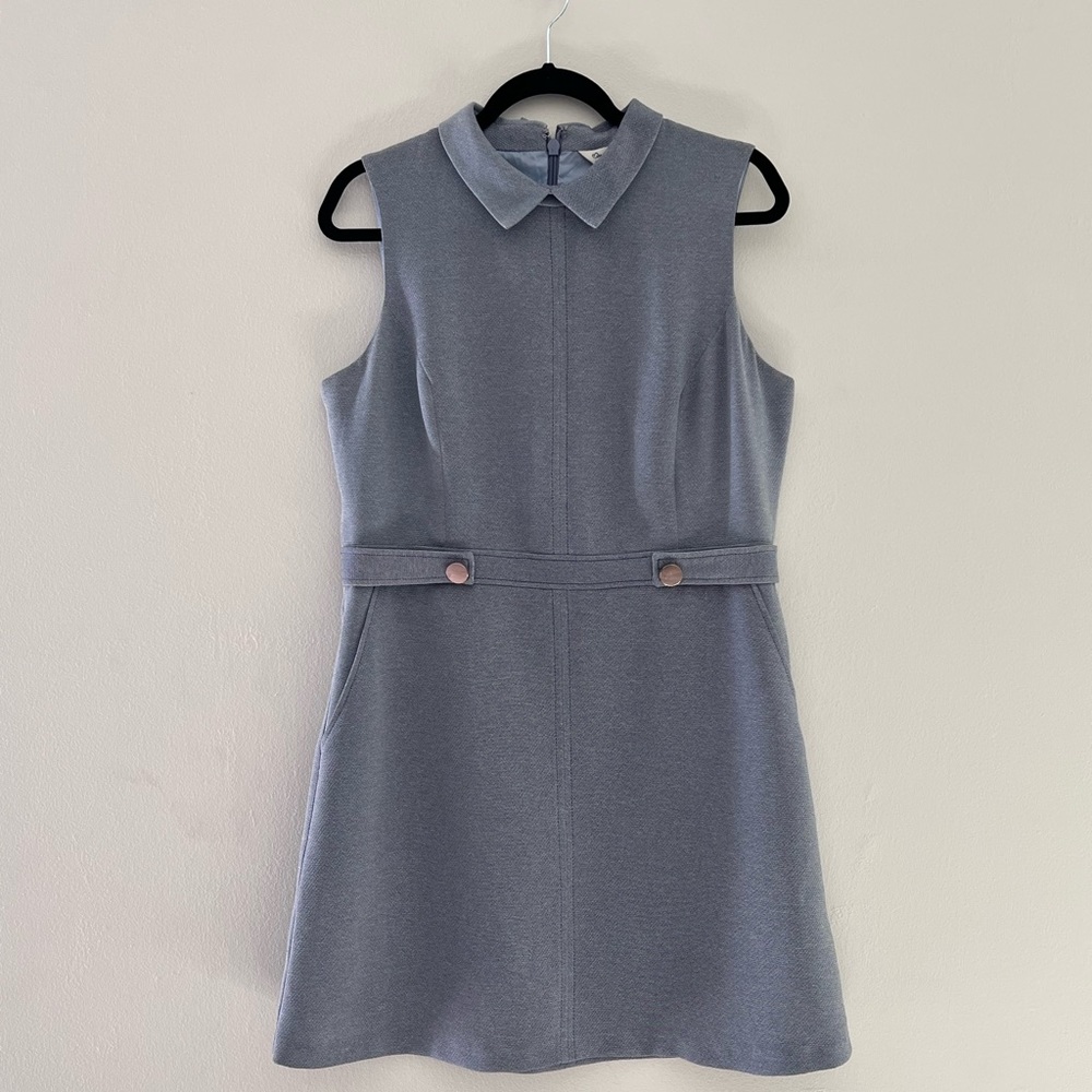 Miss Selfridge Sleeveless Boucle Pencil Dress - Gray - Size 12 Retro Pockets
